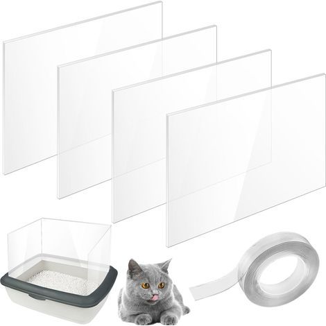 Pee Shields Katzentoilette 30 x 40 cm: 4 Katzentoiletten mit 1 Rolle hochfesten Nano-Streifen, Katzenzubehör auf der offenen Oberseite (1/5)
