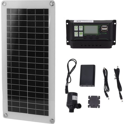Solarmodul-Set mit 100-Ampere-Polykristallin-Laderegler, 10-Watt-18-Volt-Solarladepanel, Batteriekasten und Pumpe für Autocamping (1/5)