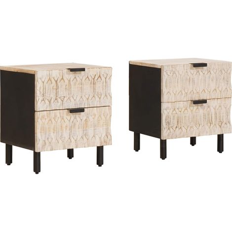 vidaXL Armadio da Notte con cassetto 2 pcs Bianco 40 x 33 x 46 cm