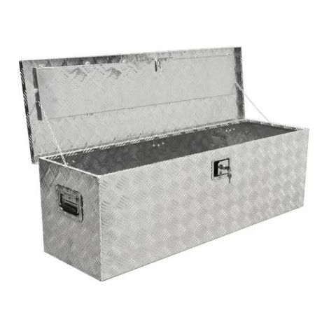 Güde – Coffre de chantier en aluminium 165L – Construction métallique robuste – Longueur 1235mm – Largeur 385mm – Hauteur 380mm – Poignées caoutchoutées