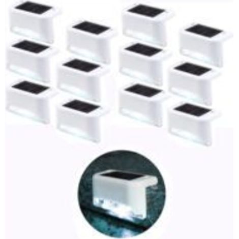 Set mit 12 Solar-Treppenleuchten, wasserdichte Solarleuchten für die Außenterrassenbeleuchtung, weiße Solarleuchten für Außentreppen und -stufen (1/5)