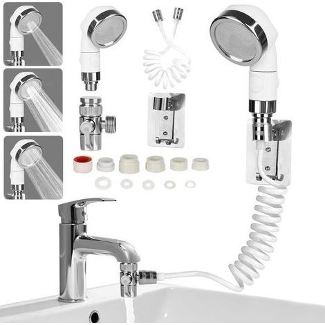 Douchette à main pour lavabo, douchette de lavabo avec tuyau, pommeau de douche et distributeur de robinet, robinet de salle de bain pour handicapés, personnes âgées (1/5)