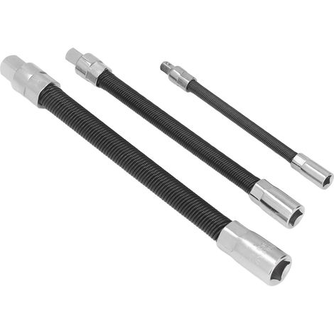 Lot de 3 rallonges flexibles en acier à ressort pour visseuse perceuse avec porte-embout aimanté 1/4 3/8 1/2 pouce réparation auto (1/5)
