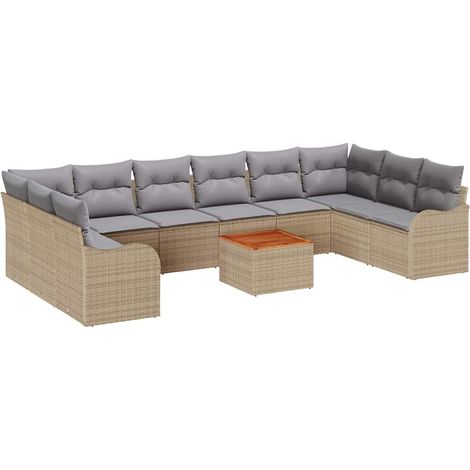 Maison Exclusive - Gartensofa-set 10 pcs Beige und Hellgrau Poly-