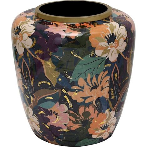 Vase floral multicolore en métal pour une déco joyeuse - Palette florale colorée et élégante
