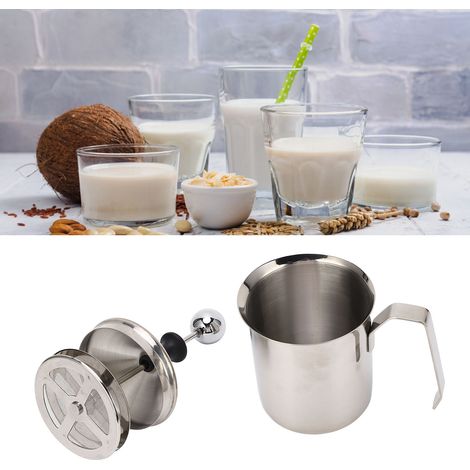 Mousseur à lait manuel double paroi en acier inoxydable, 500 ml, pour café (1/5)
