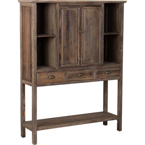 Armario de madera con 2 puertas y 3 cajones 127x40x163,5h cm (1/5)