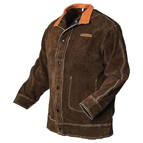 Leather Welding Jacket Heavy Duty Welder Jackets for Men and Women Heat and Flame Resistant Welding Coat  Manteau ignifuge, résistant aux hautes températures, Protection optimale, coupe unisexe pour h (1/5)