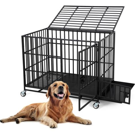 Cage pour Grand Chien 13791116cm, Roulettes Blocables, 3 Portes & Bac Amovible, Caisse de Transport Anti-Fuite, Maison & Voyages (1/5)