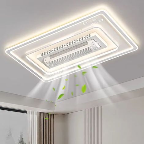 Grand ventilateur de plafond sans pales avec lampe, plafonnier LED moderne de 140 W avec télécommande, 3 températures de couleur, 105 cm x 65 cm (1/4)