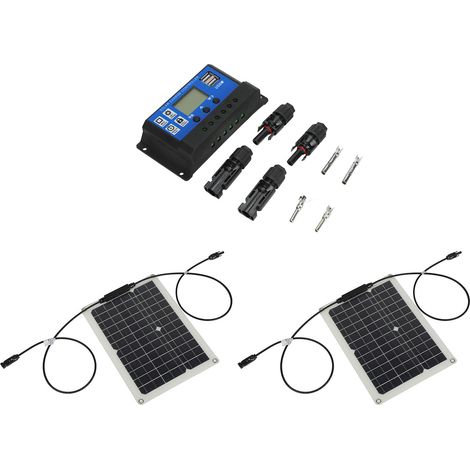 Panneau solaire monocristallin portable étanche de 15 W pour voiture, moteur ou yacht (avec contrôleur 60 A) (1/5)
