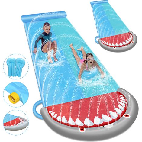 SWANEW Scivolo d'acqua Tappeto a 2 piste lunghezza 550 x 145 cm Giocattolo d'acqua estivo (1/5)