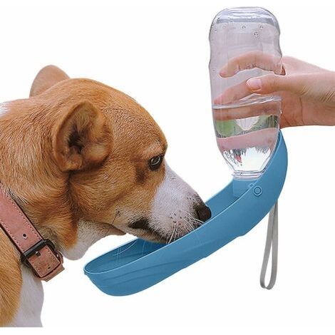 Dog Water Bottle, 550ml Portable Dog and Cat Water Dispenser, Outdoor Pet Dog Bottle, for Hiking, Travel, Camping - Blue (1/5)