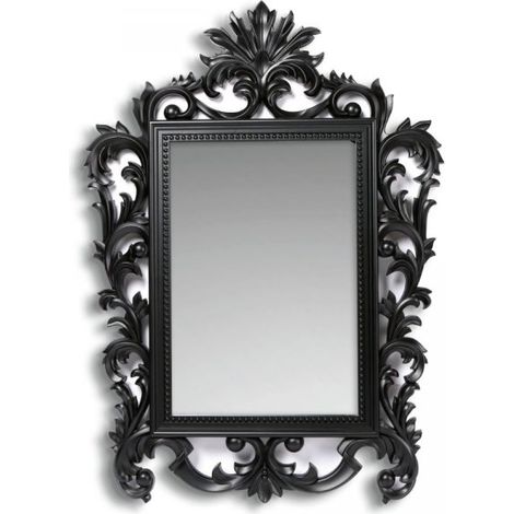 Specchio con cornice intagliata stile barocco in polipropilene colore nero 62x86H cm