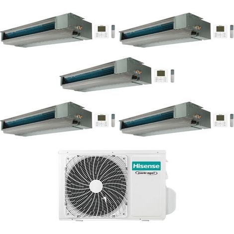 Hisense Climatizzatore Canalizzato Penta Split serie Slim ADT 9+9+9+9+12 con 5AMW105U4RQC Inverter R32 Wi-Fi Opt. Classe A++