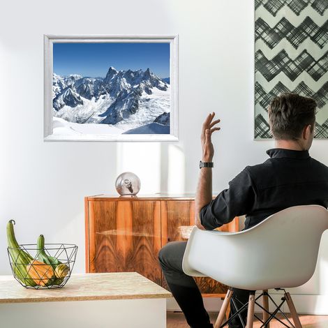 Sticker Fenêtre 3D Glacier Neige Montagne 60x75cm - Décoration Trompe l'oeil Magnifique (1/5)