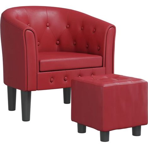 Fauteuil convertible avec repose-pieds en similicuir bordeaux (1/5)