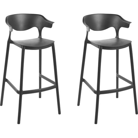 Set of 2 Garden Bar Chairs GUBBIO Black (1/5)