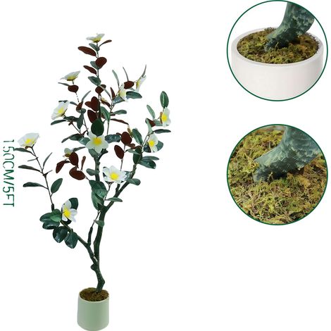 Albero di magnolia artificiale, design realistico, perfetto per la decorazione, 150 cm (1/2)