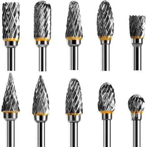 10 Fraise Rotative, Acier Carbure Tungstène, Double Tranchant, 1/8 Pouce, Pour Bois Métal Gravure (1/5)