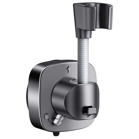 No-Drill Shower Head Holder, 360° Rotating Wall-Mounted Shower Head Holder, Gray (1/5)