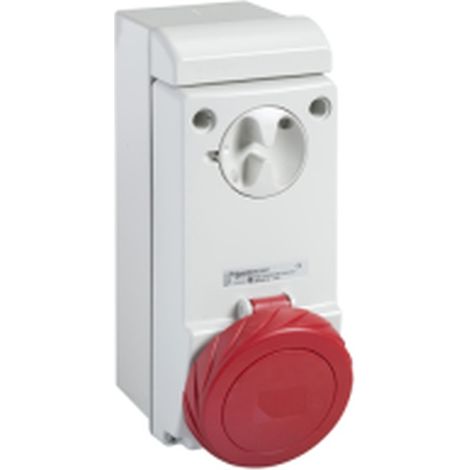 SCHNEIDER 63A 3PE 380-415V IP65 Wandsteckdose mit 5 Anschlussstärken.