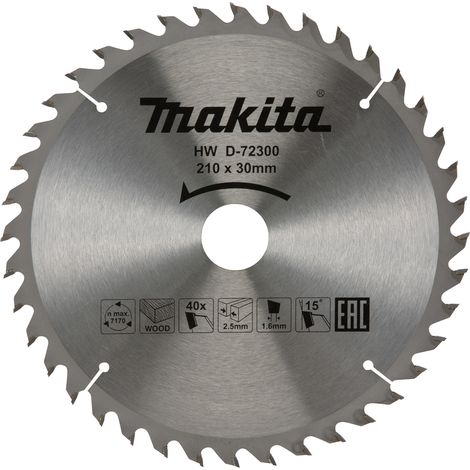 D-72300 Disco sierra circular , Standard T.C.T, 210 x 30 mm, 40 D (1/4)