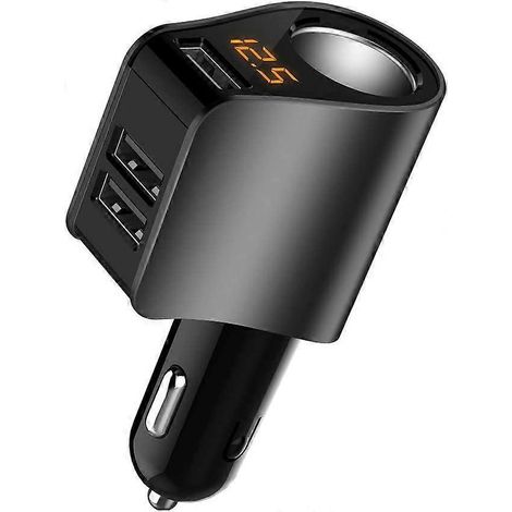 Kfz-Ladegerät, Mehrfach-USB-Zigarettenanzünderadapter, Stromverteiler mit 3 USB-Anschlüssen und Voltmeter, kompatibel (1/5)