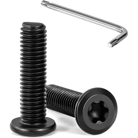 20 Pièces Vis à Tête Plate Torx Noir M8 x 30 mm Vis à Six Pans Creux en Acier Inoxydable A2 V2A Boulons de Meubles Hexagonale avec Clé T40 Filetage Complet (1/5)