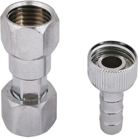 JS Racor de contador de grifo, entrada rosca hembra 3/4'', salida racor de manguera 1/2'', cromado, 0022472050001