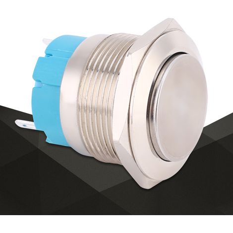 Lot de 2 interrupteurs à bouton-poussoir momentanés étanches en métal, tête haute, 2 broches, trou de montage de 22 mm (1/5)