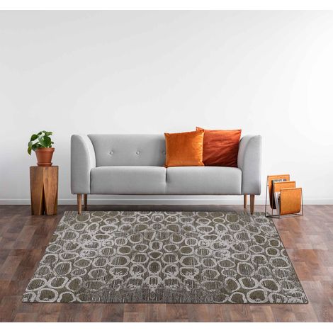 Tappeto Arredo Moderno Morbido in Ciniglia Ingresso Antiscivolo Prodotto Italiano Soggiorno Camera Salotto Disegni Piazzati Cotone Varie Misure Grande Esopo Grigio - 65x220 cm