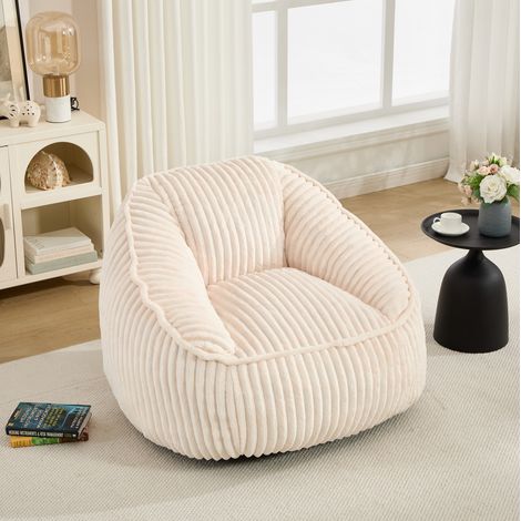 Poltrona sacco 46x43x29 cm, morbida e leggera, per interni, in ciniglia beige (1/5)