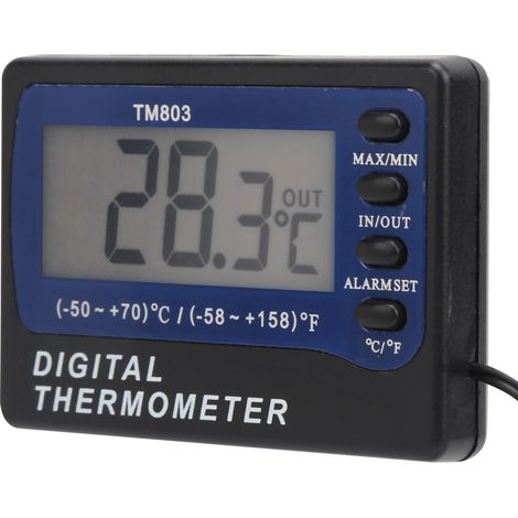 TM803 Digitalthermometer mit Alarmfunktion, Digitalthermometer für Aquarium, Kühlschrank, genaue Temperaturmessung, LCD-Anzeige, externe Sonde, Temperaturregelungsgerät. (1/5)