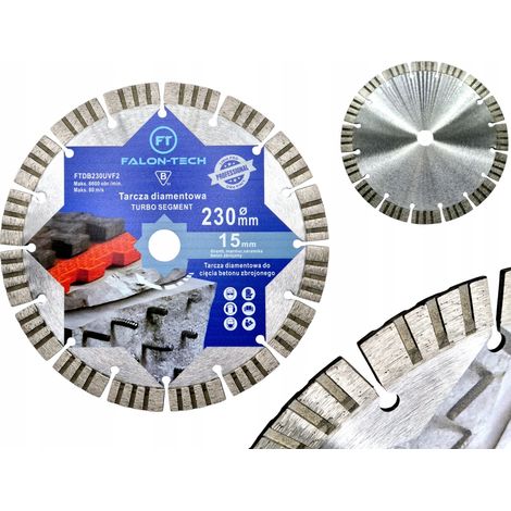 DISCO DIAMANTATO 230x12mm F-2 PROFESSIONALE GRANITO BLOCCO CALCESTRUZZO RINFORZATO (1/4)