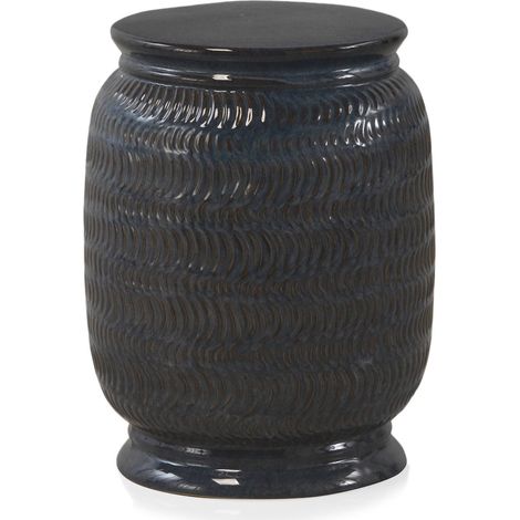 tabouret en céramique bleu design moderne multifonction - bleu profond finition glacée (1/3)