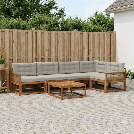 vidaXL Outdoor-Sofagarnitur mit Kissen 6 pcs Natur und Hellgrau (1/5)