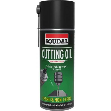 Aceite de corte Soudal, lubricante y refrigerante en aerosol, 400 ml.