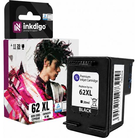 Inchiostro Inkdigo 62XL compatibile con HP DeskJet InkAdvantage5645 OfficeJet 200, certificato TÜV. (1/5)