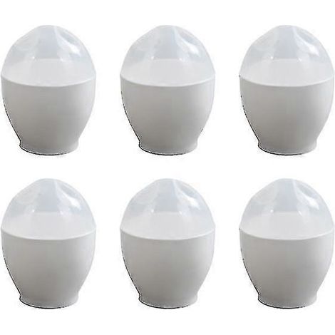 Lot de 6 mini-cuiseurs à œufs vapeur pour micro-ondes, cuiseurs à œufs portables pour la cuisine à domicile (blanc) (1/4)