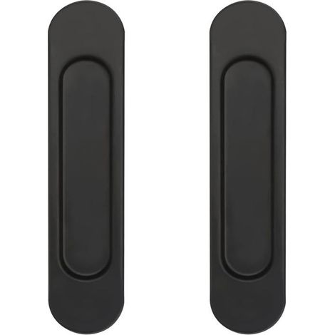 Poignée de porte coulissante - Ovale - 2 pièces - Auto-adhésives - Noir - 148 mm (1/4)