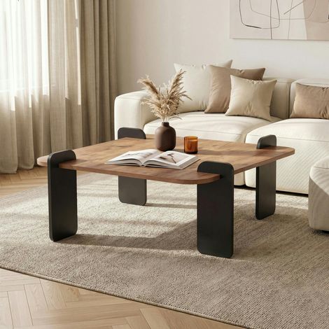 Table basse carrée décor pin et anthracite MARFA (1/5)