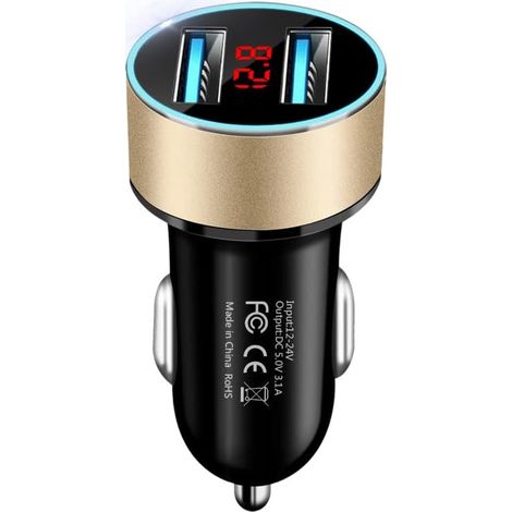 Cargador de coche inteligente multifuncional Nuevo cargador de coche Cargador de coche digital Cargador de coche USB dual Cargador de coche universal (1/5)