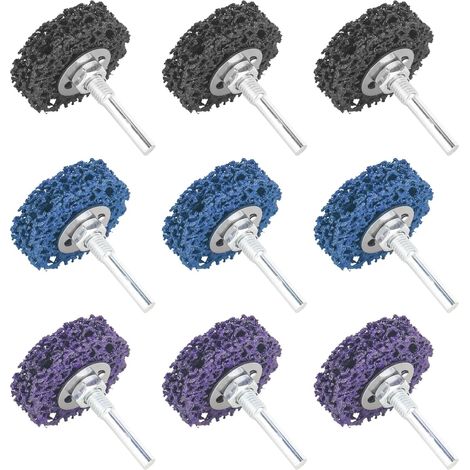 Lot de 9 disques de nettoyage 50 mm pour meuleuse d'angle (3 noirs, 3 bleus, 3 violets)