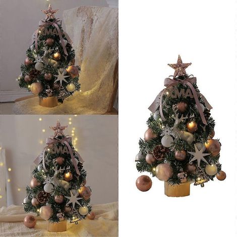 Mini sapin de Noël artificiel illuminé avec décorations (1/4)