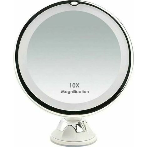 Miroir Grossissant x10 avec Éclairage LED pour Voyage, Doté d'une Ventouse pour Fixation Murale et d'une Rotation à 360°, I (1/4)