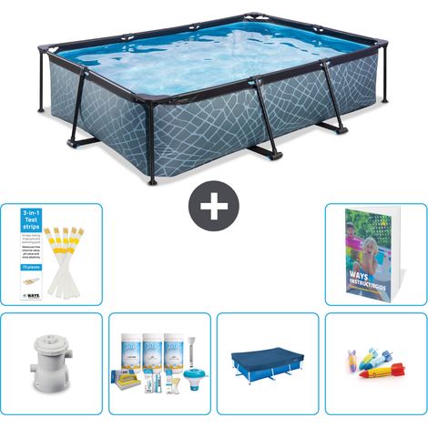 Exit Pool Rechteckig - Steinoptik - 300x200x65 cm - 7-teilig S200