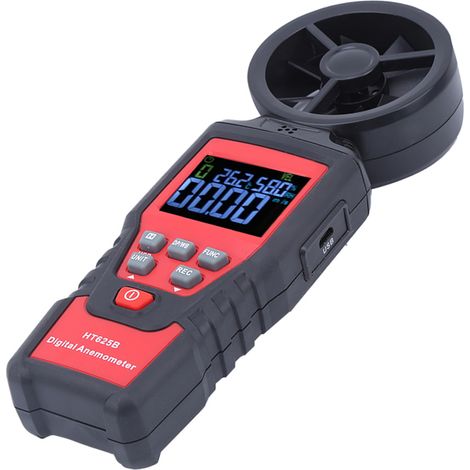 Anémomètre numérique portable HT625B : mesure du débit d'air, de la vitesse, de la température et de l'humidité. (1/5)
