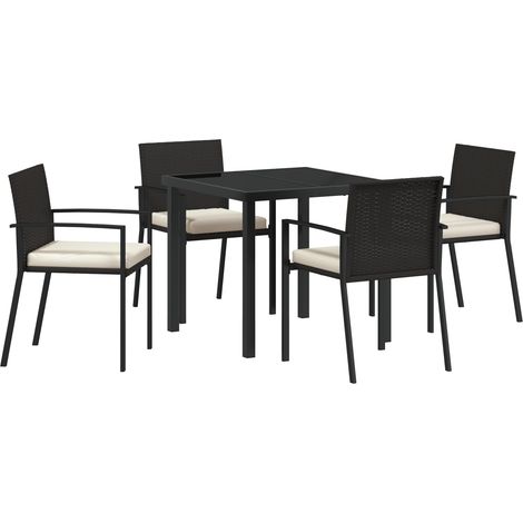 5-teiliges Garten-Ess-Set in Schwarz aus Poly-Rattan vidaXL (1/5)
