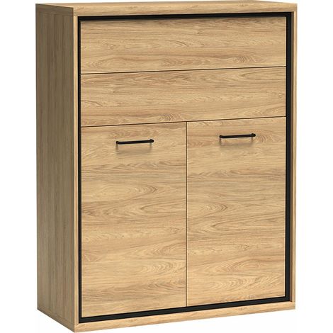 Cómoda Etrmoni 103, Luminoso madera, Con cajones y puertas, Número de cajones: 2, 120x92x41cm